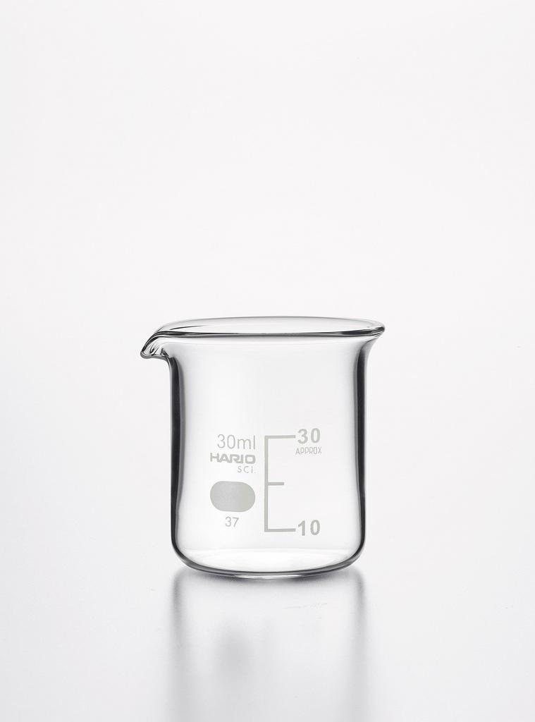 Shibata Scientific Beaker (Hard Grade 1 Glass) with Indicator Graduations, 30mL, 010020-3051A