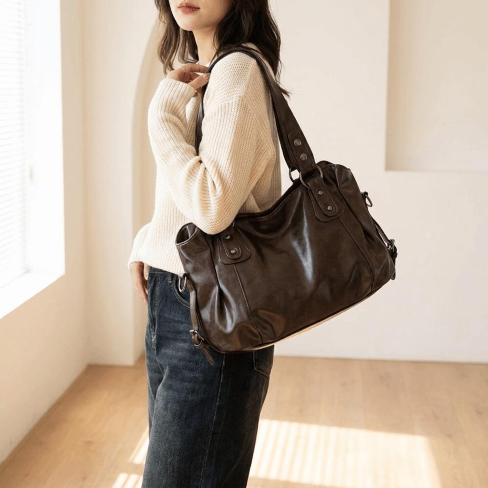 Large Capacity Handbag Zipper Closure Tote Bag Vintage Hobo Bag Work Commute