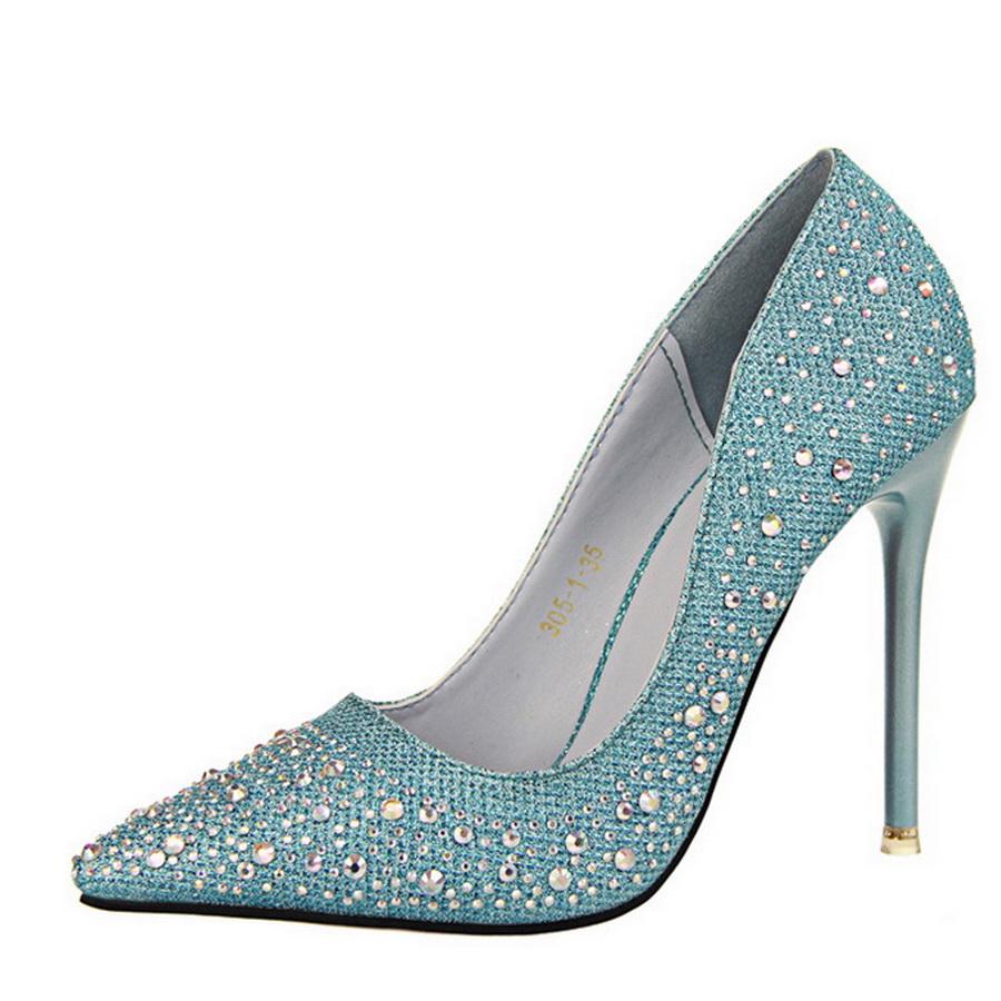 glitter pointed toe heels