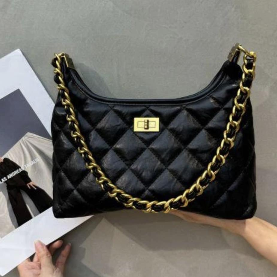 High-quality Genuine Leather Shoulder Bag, Crossbody Bag, Large-capacity Dumpling Bag, Fashionable Handbag medium size чёрный