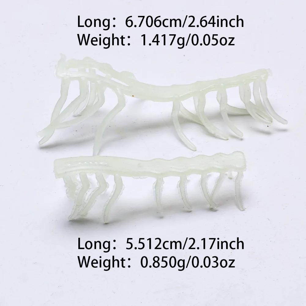 10 pcs noctilucent wooden shrimp accessories, soft rubber luminous shrimp feet, white with green luminous effect, simulated feet