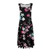 Women's Casual Fashion Round Neck Sleeveless Printed Side Pocket Midi Dress
