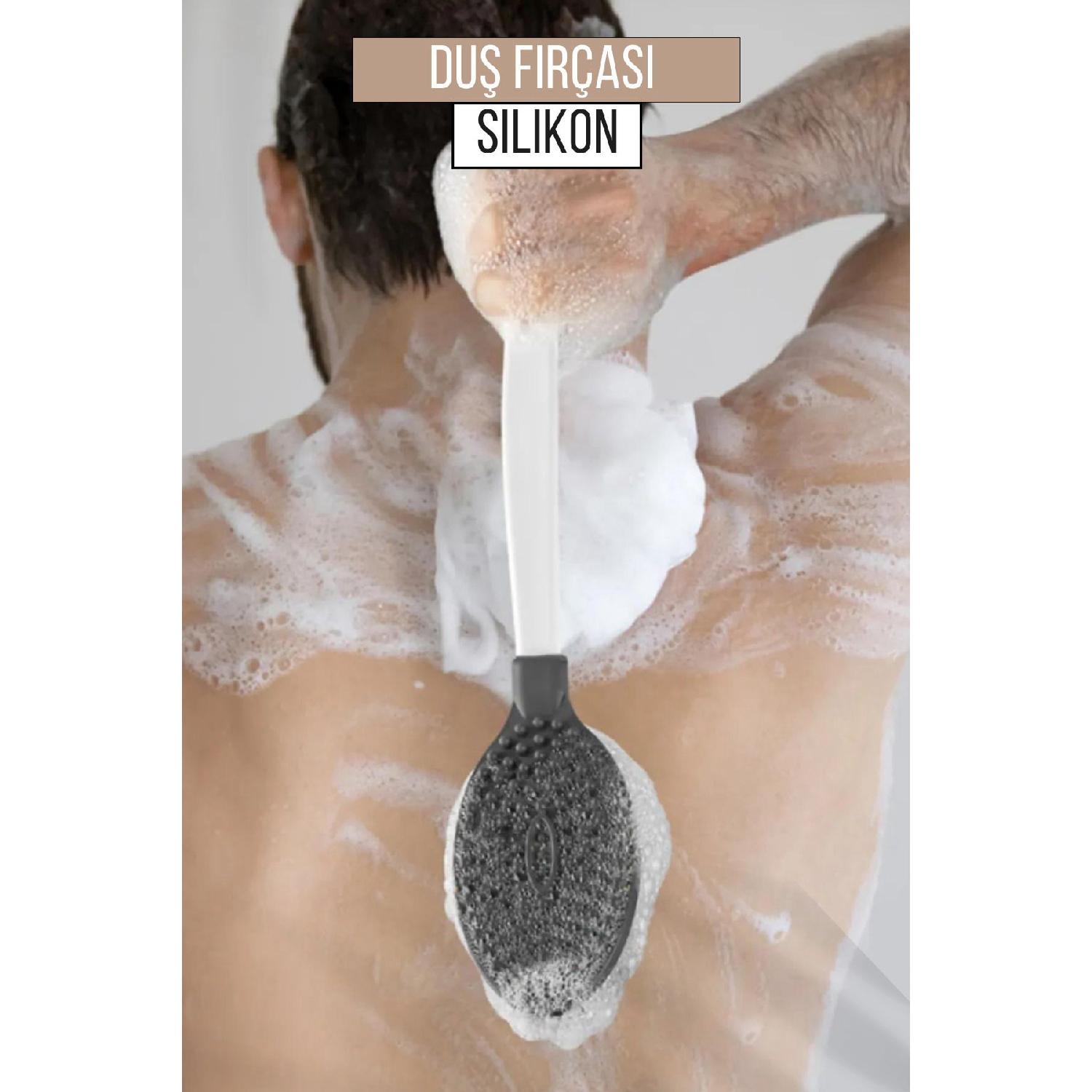 

Silicone Double-sided Shower And Massage Brush - Body Cleansing Brush With Handle