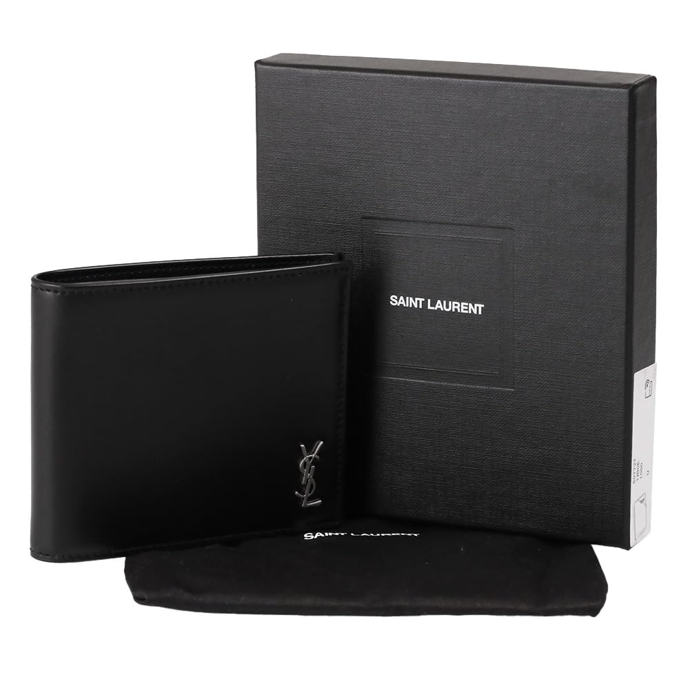 Saint Laurent Paris Tiny Cassandra Bifold Wallet, Black, Men's, 607727 1JB0E 1000 [Parallel Import]