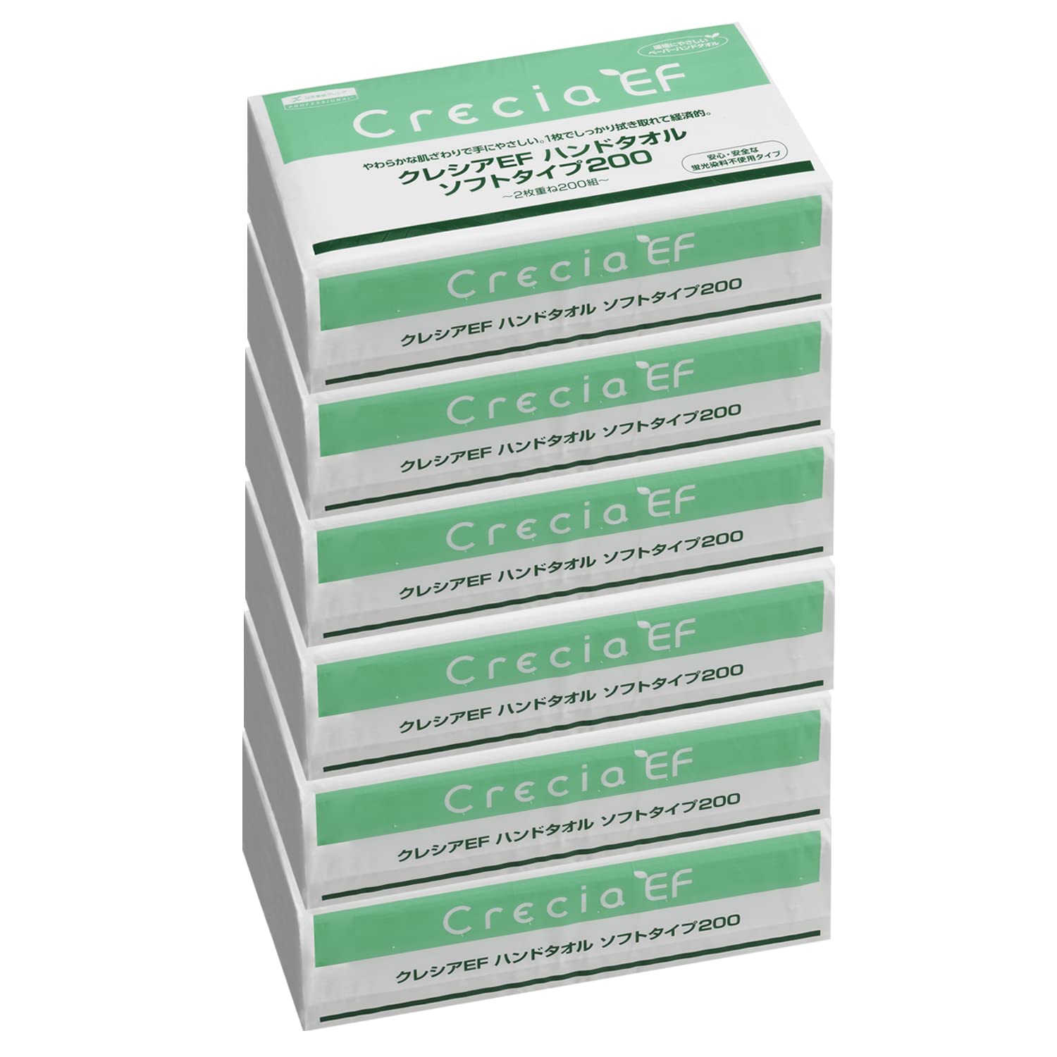 

paper EF hand Nippon Paper Crecia 200-ply (400-count) towels, 6-pack, soft, double-ply, towels, белый