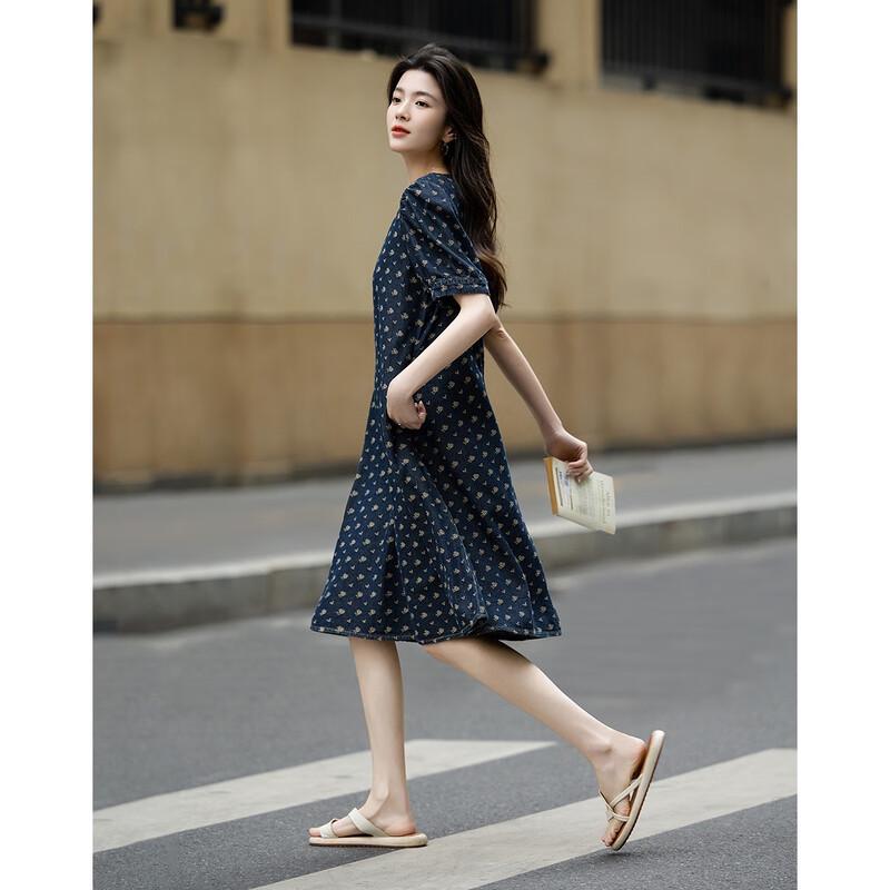 Demanar Women's Retro Petite Denim Dress