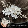 1PC Hair Clip Gift Rhinestone Daily Jewelry Women Temperament Crystal White Flower Fashion Hair Accessories Handwoven