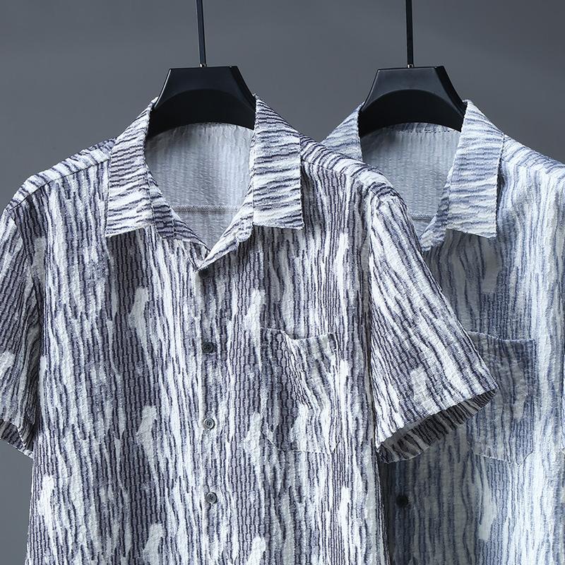 Ανδρικά κοντομάνικα πουκάμισα Summer Fashion Plus Size 4XL-11XL Oversized ριγέ Ανδρικό πουκάμισο