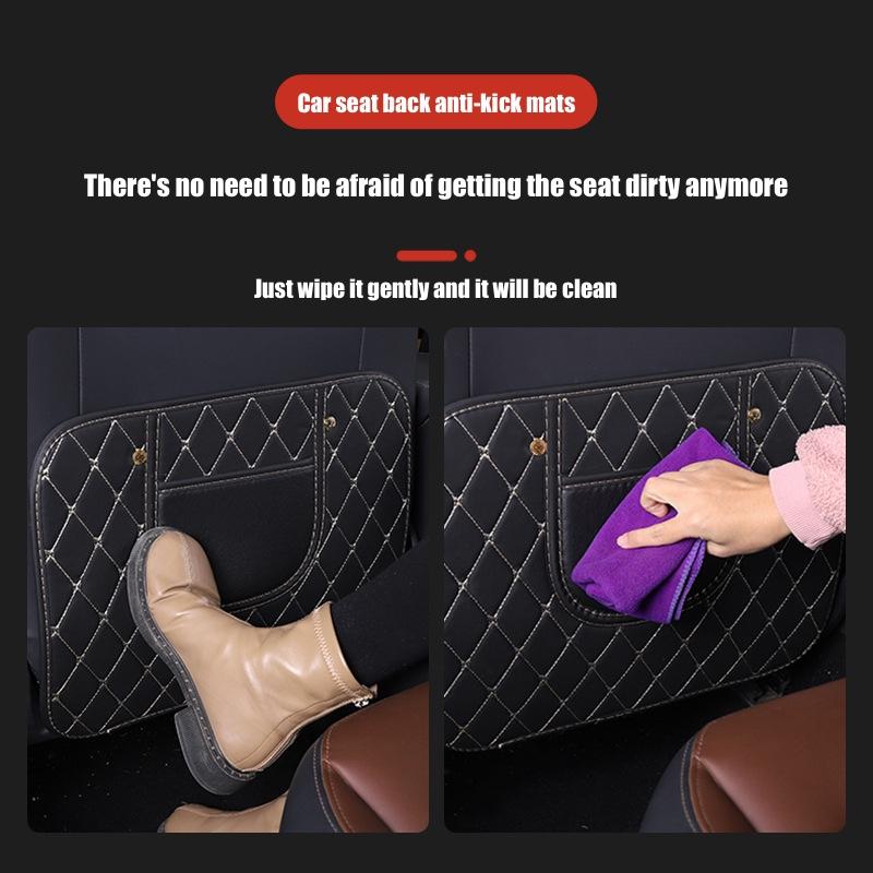 PU Leather Car Anti Kick Mats Car Seat Back Protector Cover Children's Rear Seat Dirt Mat Storage Bag Car Interior Accessories