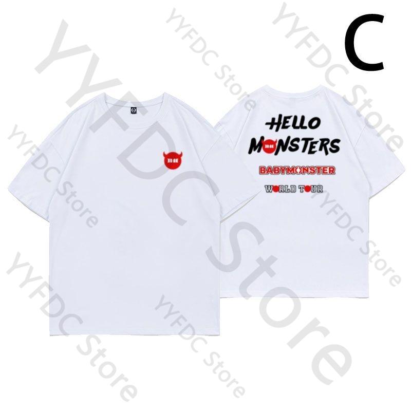 Babymonster T Shirt Kpop Fashion HELLO MONSTERS Concert Fans MONSTIEZ Tops Women crop tops Unisex Summer Cotton Short Sleeve Tee