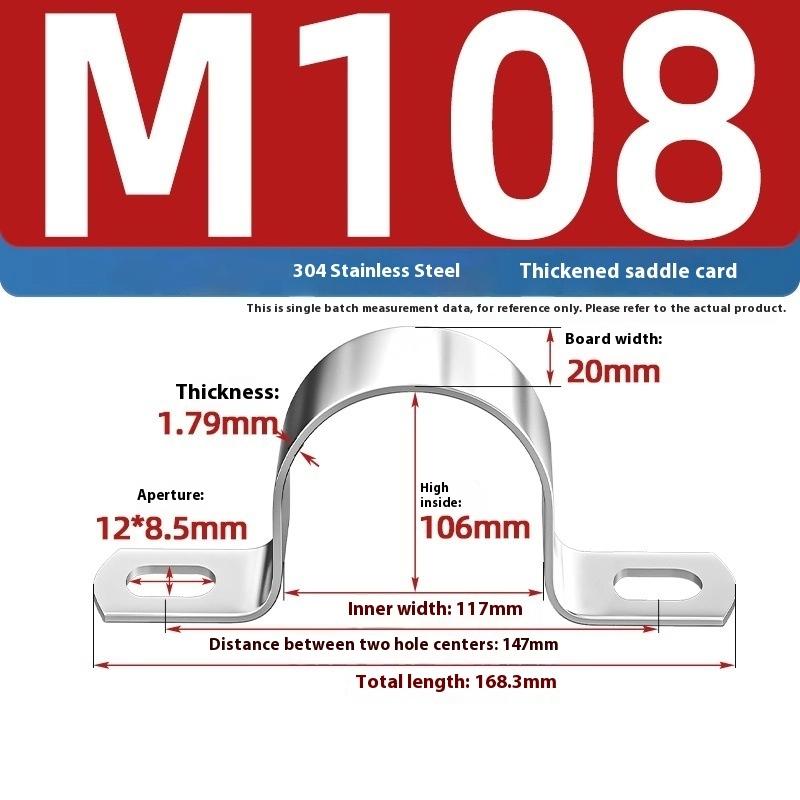 Zesílená U-třmenová sedlová svorka Nerezová ocel Koňský hřbet Drátěné hrdlo Obruč Klipy pro upevnění kabelů Použitelné pro potrubí OD 8-200 mm