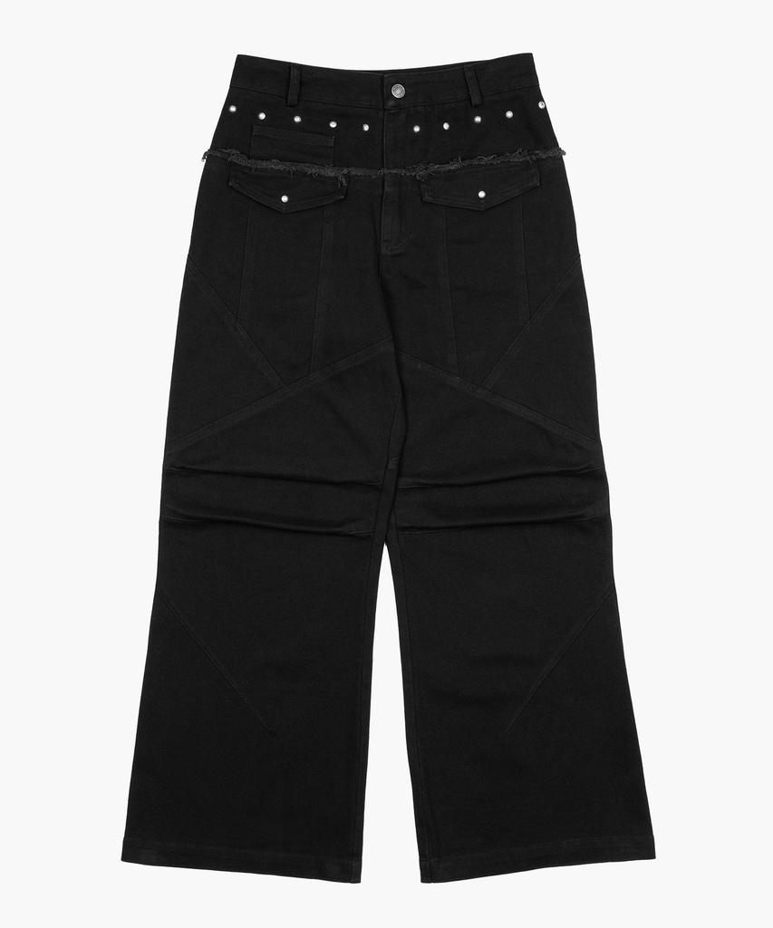 ROUGHNECK Washed Panel Stitch Pants Black