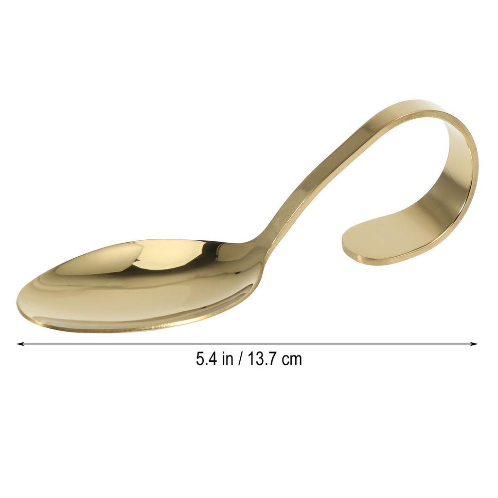 Mirror Polished Stainless Steel Spoon with Curved Handle High End Appetizer Serving Tool for Cocktail Party Banquet Display