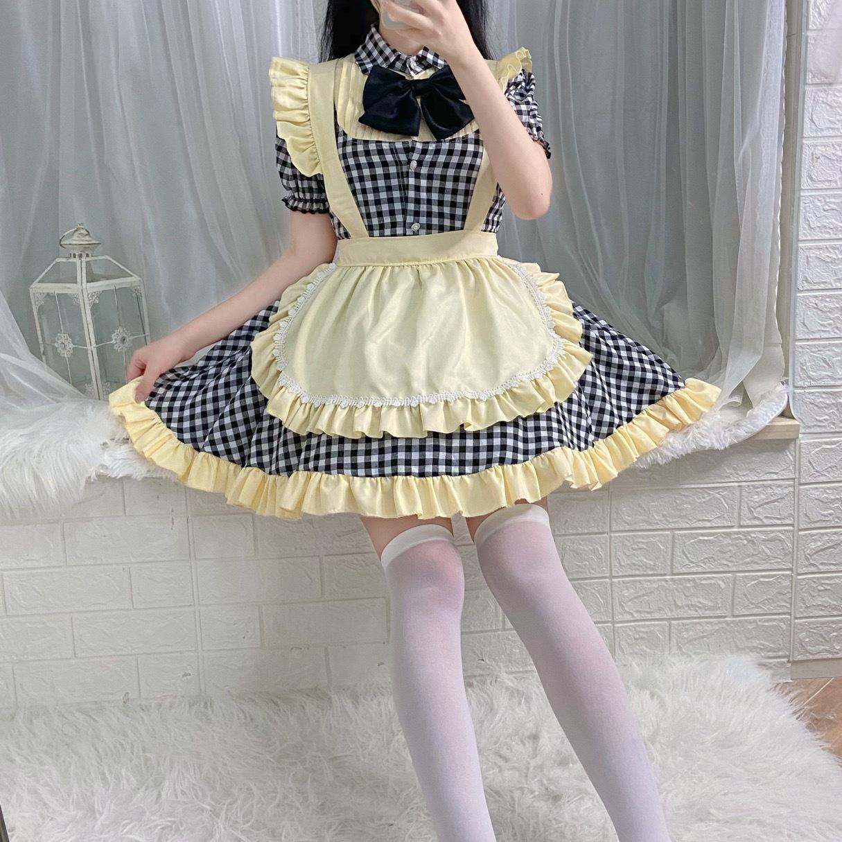 Платье Горничной Платье в стиле Soft Girl Форма горничной Лоли Косплей Аниме Косплей Платье 2XL