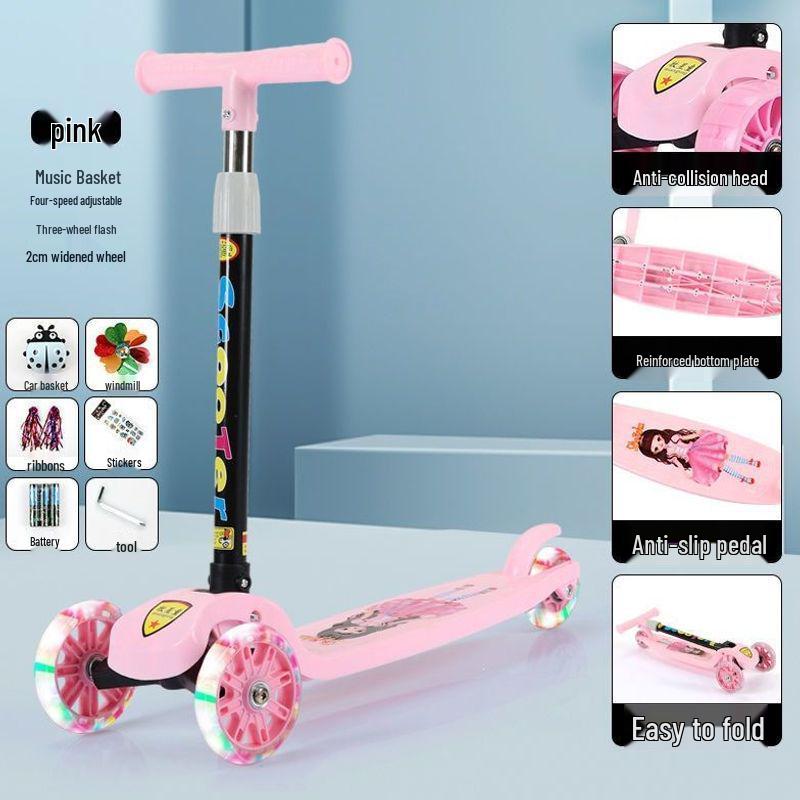 Foldable, Height-Adjustable Scooter for Kids Ages 2-10 with Flashing Wheels and Yo-Yo Design