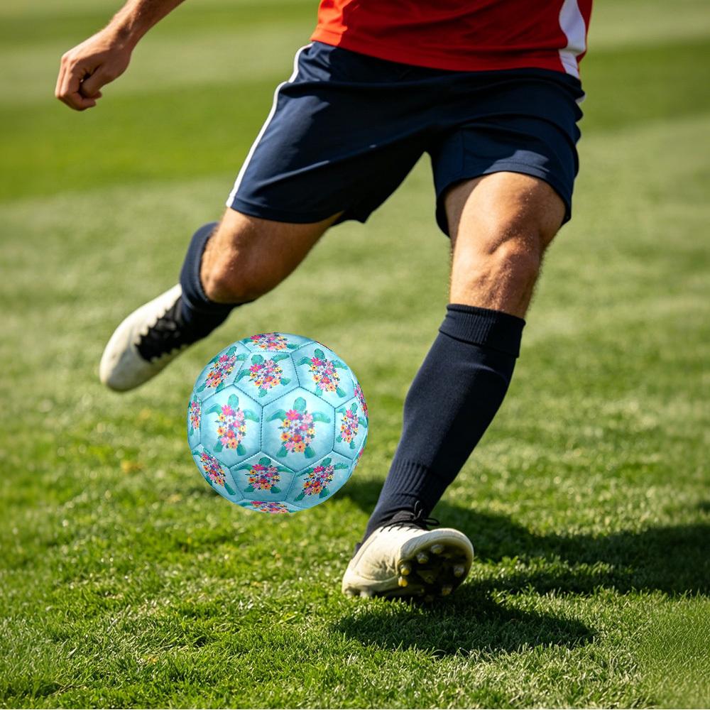 1pc Sea Turtle Flowers Theme Soccer Ball Football, Size 5, Lightweight PVC, Outdoor Training Soccer Ball,Gift J61413