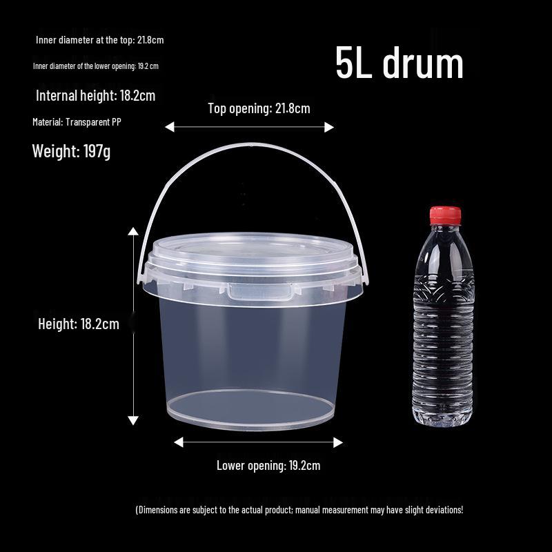 Sealed Transparent White Plastic Storage Barrel - Round Small Food Barrel