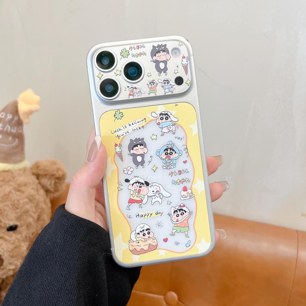 Crossins Cartoon Bear Backpack Frosted Back & Lens Film for Apple 17 Pro/Pro Max