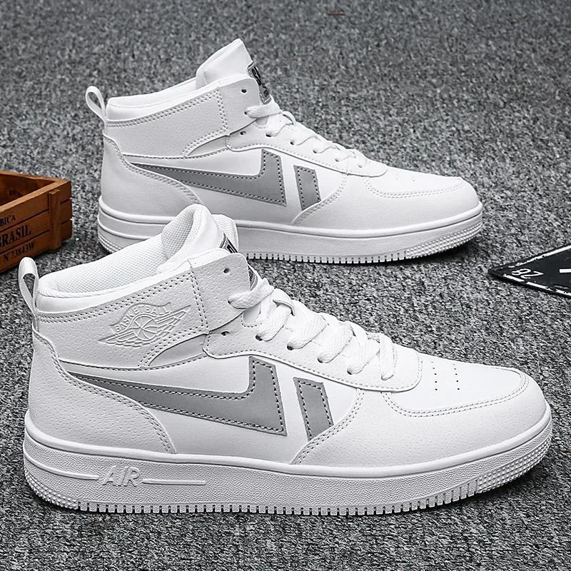 Men's Shoes 2025 Spring Leisure Sports Shoes Fashion All-match Basketball Shoes High Top Board Shoes