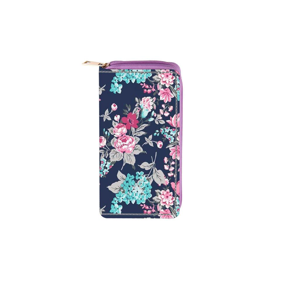Ethnic Style Small Floral Long Zipper Wallet Flower Clutch Bag