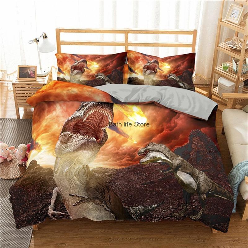 3D Animal Bedding Set Dinosaur Bed Duvet Cover Pillowcase Comfortable Microfiber Single Queen Double Bedclothes with Full Size