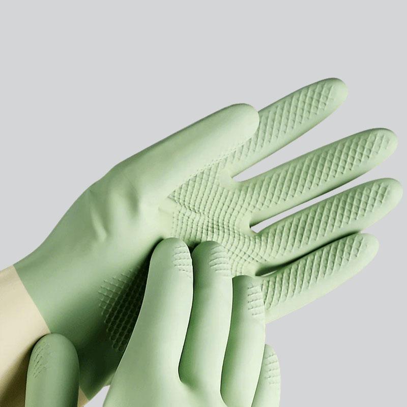 2026 New Thick Waterproof Latex Kitchen Gloves, Mint Green, Suitable for Dishwashing, Cleaning and Household Rubber Gloves