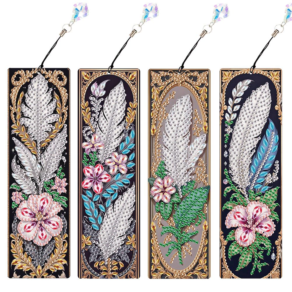 4Pcs DIY Irregular Shaped Diamonds Diamond Art Bookmark for DIY Making Beginners Adult Art Craft Supplies Handmade Birthday Gift