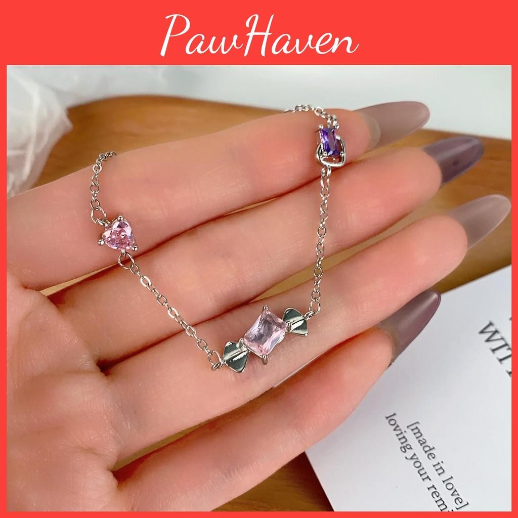 Heart Charming Pink Bracelet For Teens Everyday With Geometric Design Alloy