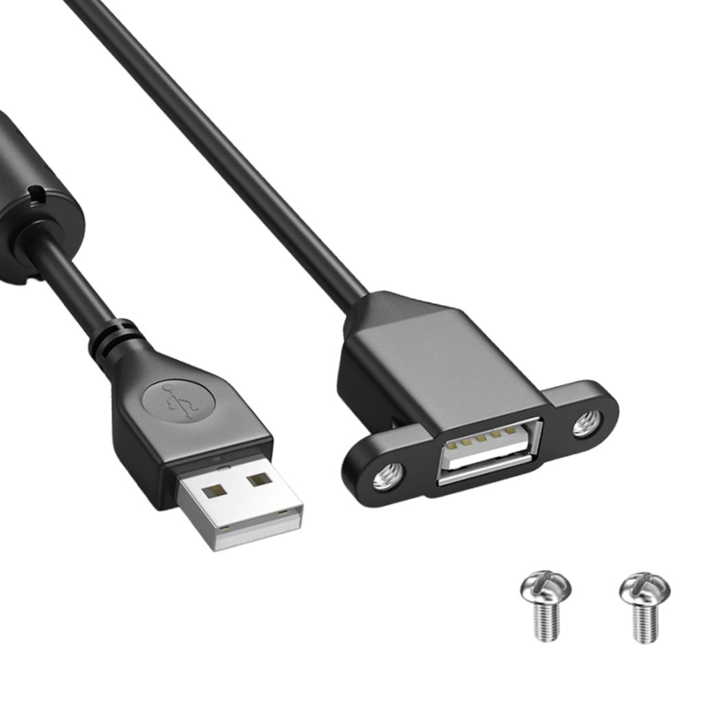 Prodlužovací kabel USB pro nabíjení s USB 2.0 konektorem (samec-samice), montáž do panelu s otvorem pro šroub pro telefony, notebooky, myši