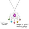 Gold Plated 7 Chakra Lotus Flower Necklace with Om Symbol Spiritual Yoga Jewelry Seven Colorful Zircon Lotus Flower Necklace