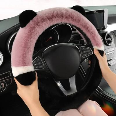Universal 36-38cm Car Steering Wheel Cover Winter Fluffy Rabbit Hair Cover for Steering Wheel Heating Hands Car Steering Wrap