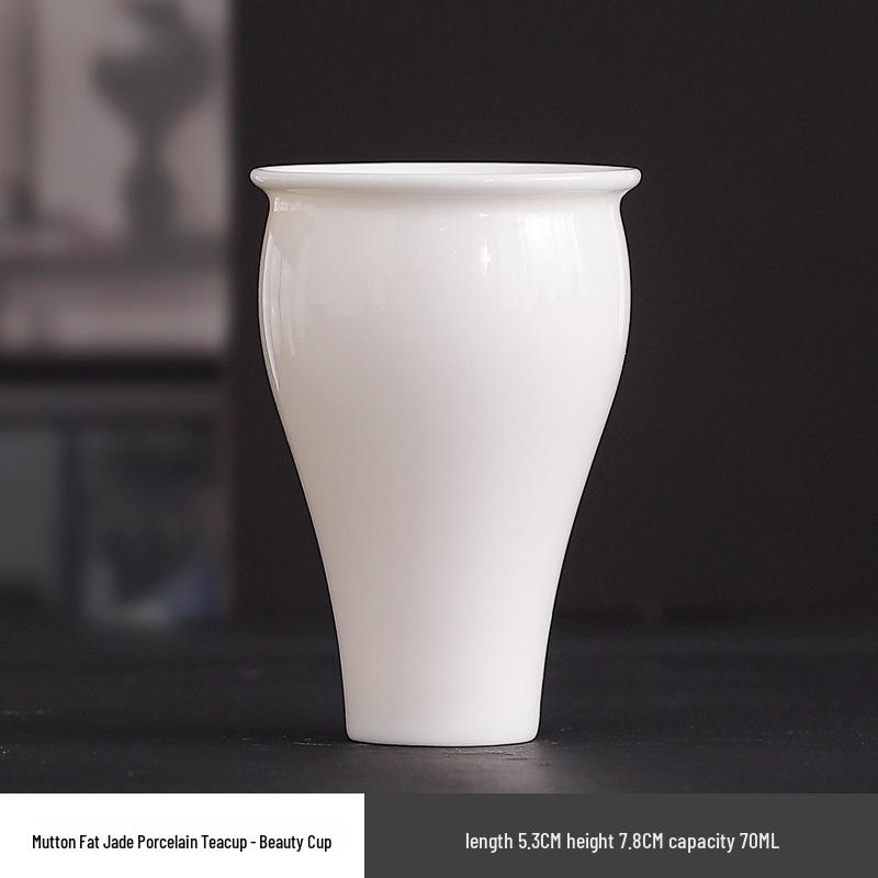 Dehua White Porcelain Mutton Fat Jade Teacup for Guest Entertaining - Kung Fu Tea Tasting Single Cup