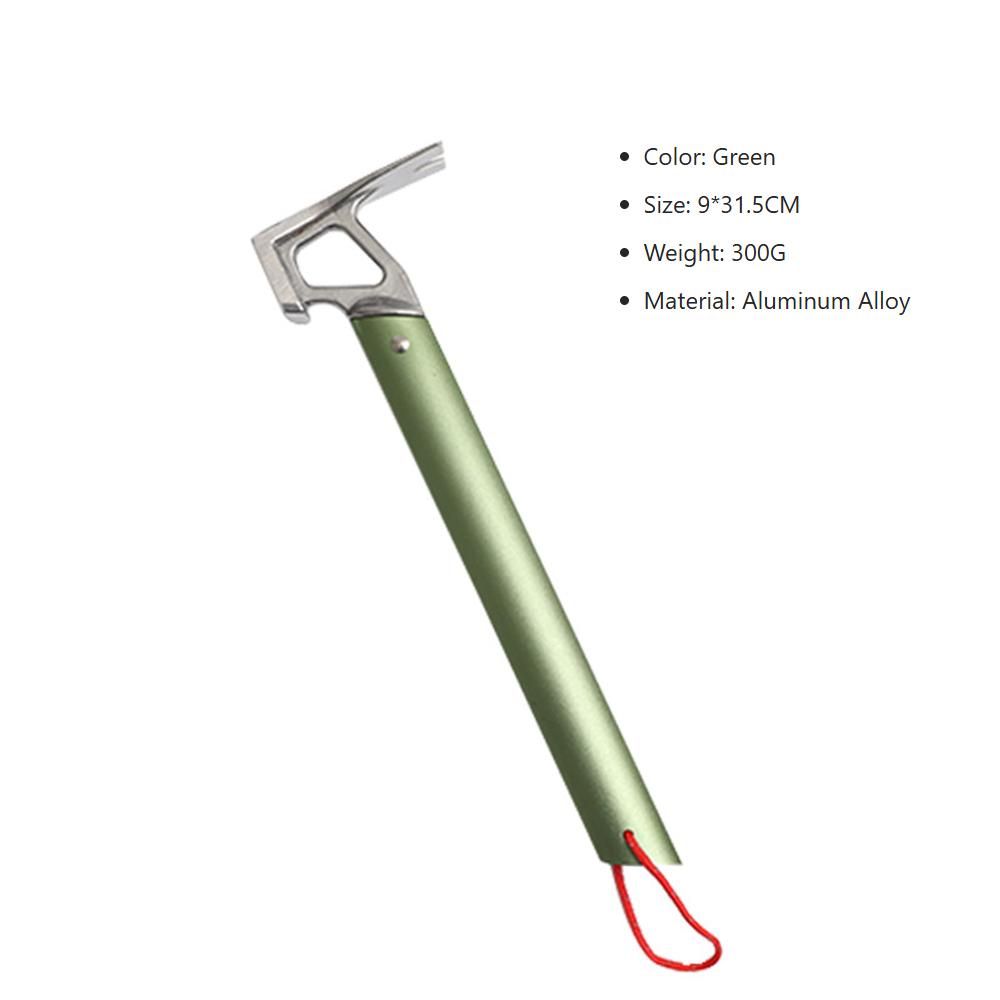 Camping Hammer Multitool Aluminum Handle Stainless Steel Hammer Tent Stakes Survival Gear Outdoor Tarp Hammer and Nail Puller