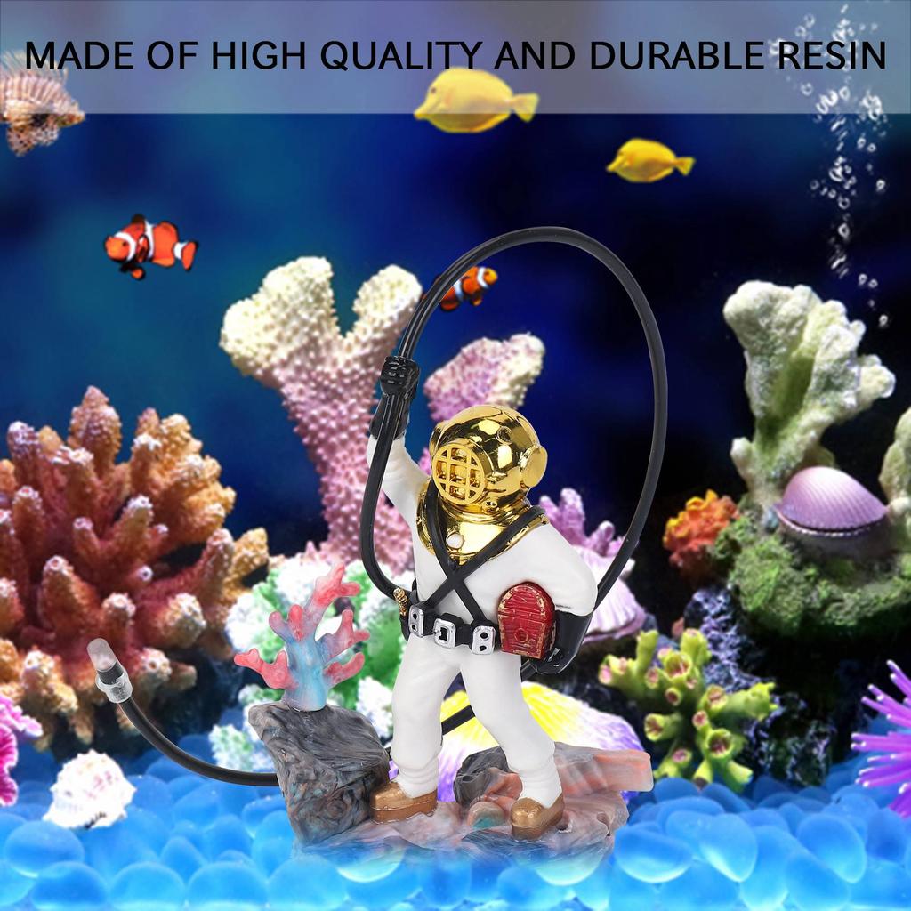 J1UL1N Aquarium Fish Tank Sea Treasure Diver Air Action Ornament Decoration Resin Gift Underwater Decorations For Home Garden