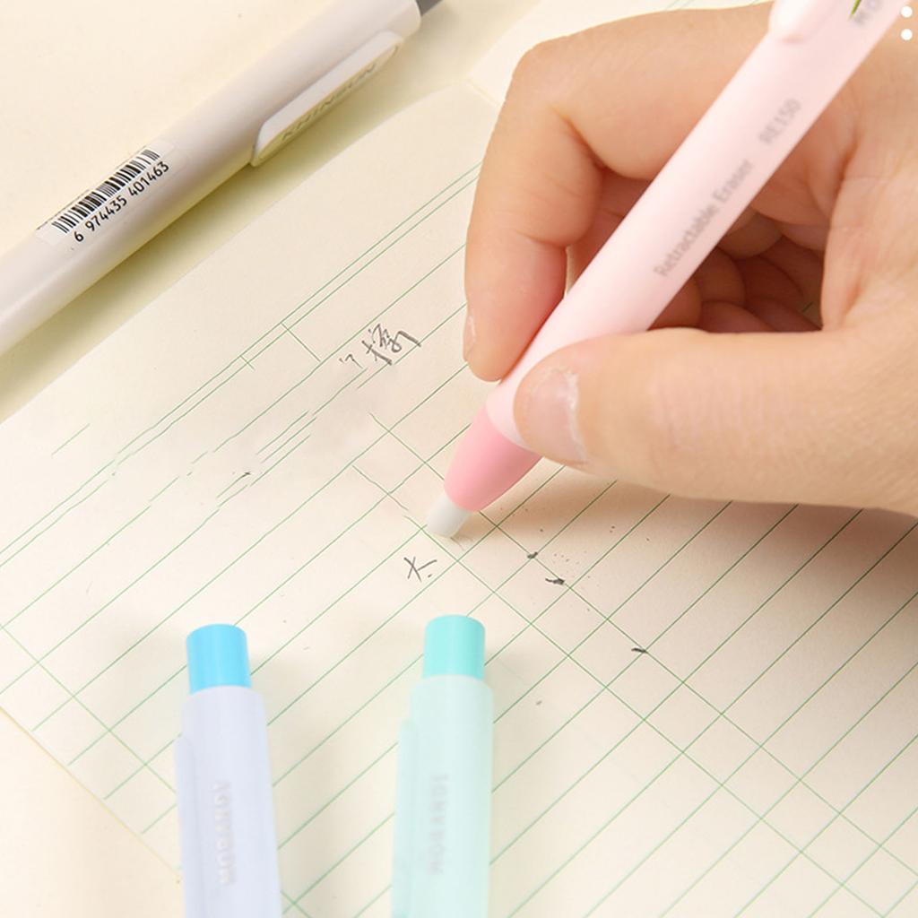 Pen Shape Retractable Eraser Easy Erasing Rubber Pencil Eraser OR Eraser Refills for Kid Student Adult Writing Drawing