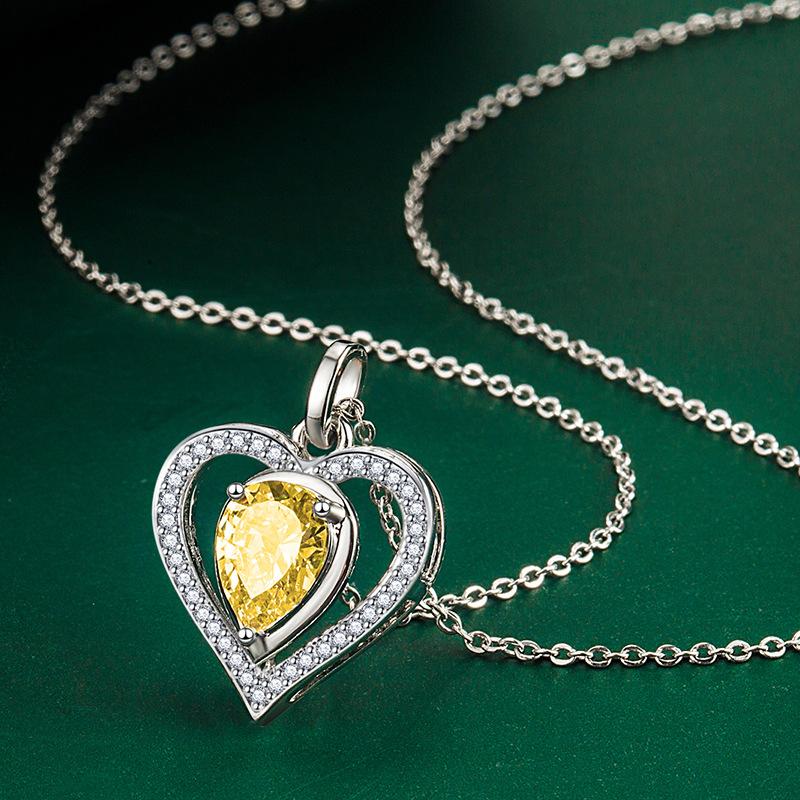 BELLA BOX Collier pendentif coeur plusieurs couleurs, bijoux de fiançailles et de mariage à la mode
