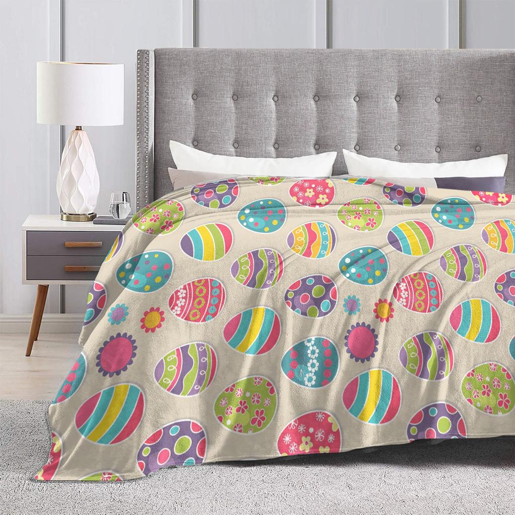 Easter Egg Throw Blanket Comfortable Fashion Blanket For Sofa Home Picnic Flannel Bedspread Bed Cover
