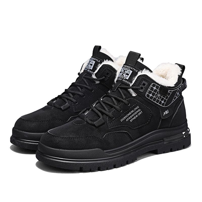 

Зимние флисовые кроссовки для спорта и отдыха, мужские универсальные высокие ботинки Martin, зимние флисовые внутренние ботинки с увеличенным голенищем, локомотивные ботинки Tide 39 чёрный