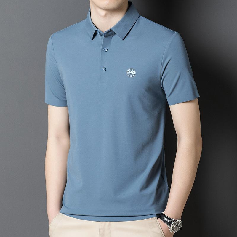 Short-sleeved T-shirt Men's Lapel Versatile Seamless Shirt Summer New Men's Silky Thin Style