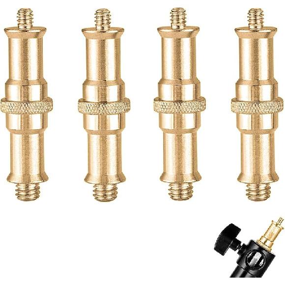4 PCS Standard 1/4 to 3/8 inch Metal Convertor Threaded Screw Tripod Adapter Spigot Stud for Flash Holder, Studio Light Stand, Ball Head (Copper)