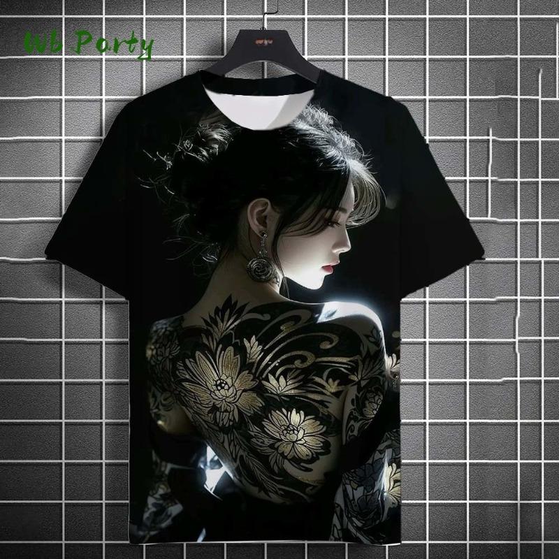 Manga Girl Print T-Shirt Japanese 3D Print Top Personality Anime XXS