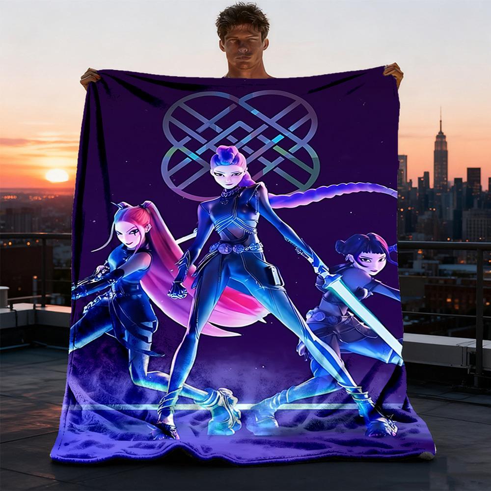 1 Stück Huntrix Outdoor Flanelldecke für Mädchen Weich, Leicht, Perfekt zum Campen und als Geschenk, Digital