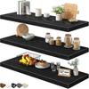 12-Piece Set of 36-Inch Wide Deep Wall-Mounted Floating Shelves for Various Rooms