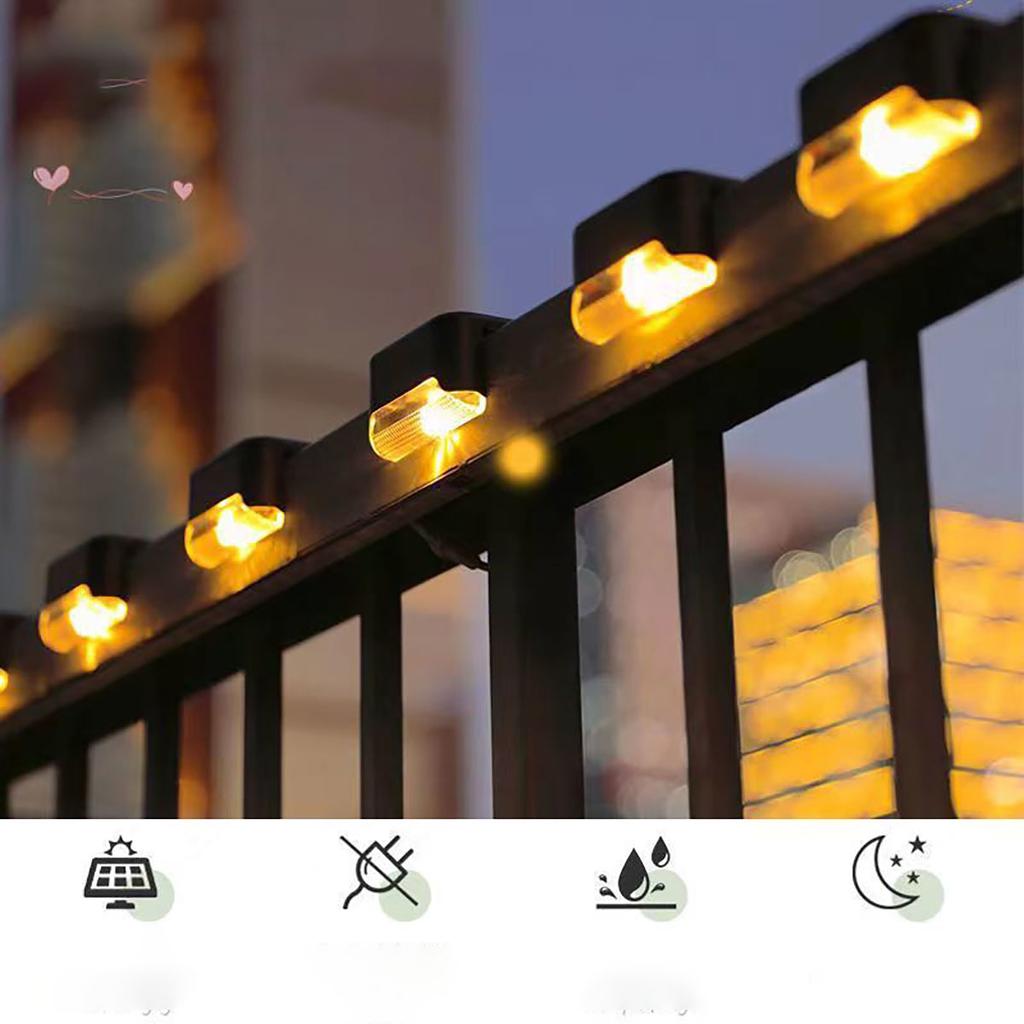 4Pack LED Solar Stair Light Lamp Waterproof Passage Courtyard Guardrail Step Night Light for Outdoor Garden Borders Terrace
