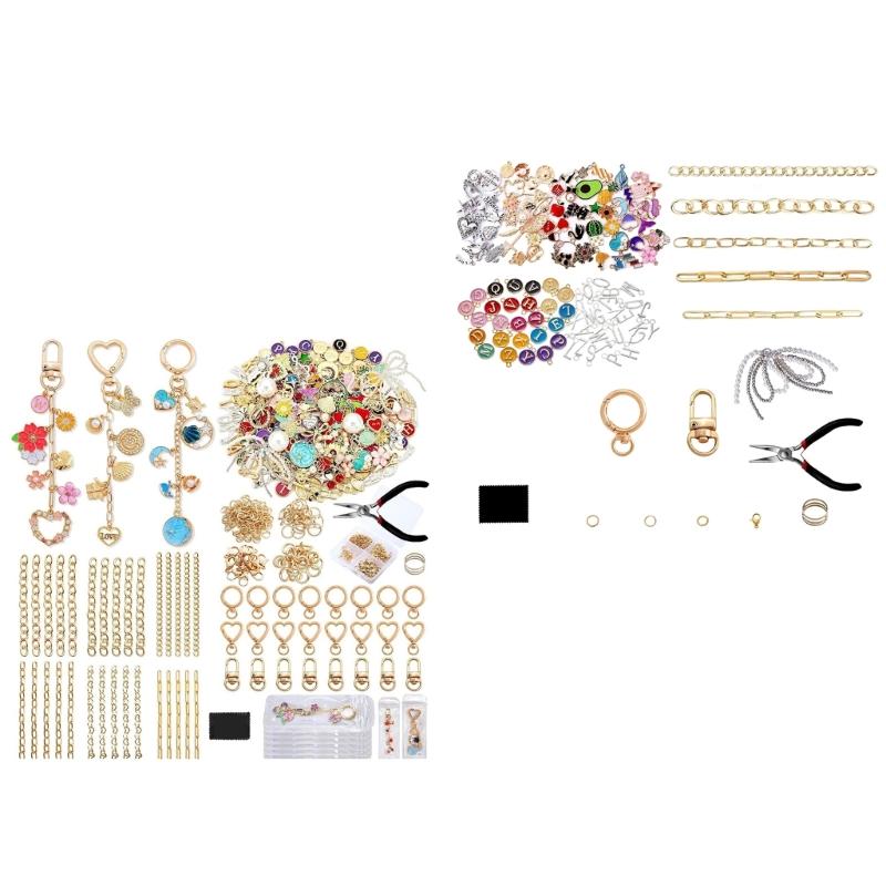 Keychain Craft Set with Alloy Charm Keyring Making Materials Alloy Texture for Jewelry Making and Other Accessories