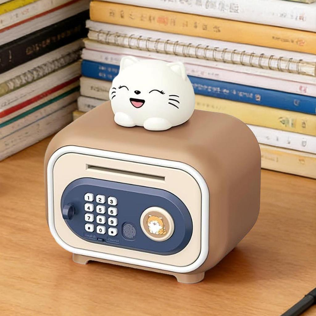 Kids Money Bank Password Fingerprint Unlock with Sound Money Saver Box Kids Banks for Cash Bill Coin Boys Girls Over 3 Year Old