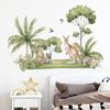 Cartoon Tropical Plants Coconut Tree Kangaroo and Raccoon Wall Sticker Self-Adhesive Removable for Bedroom Entryway Home Decor