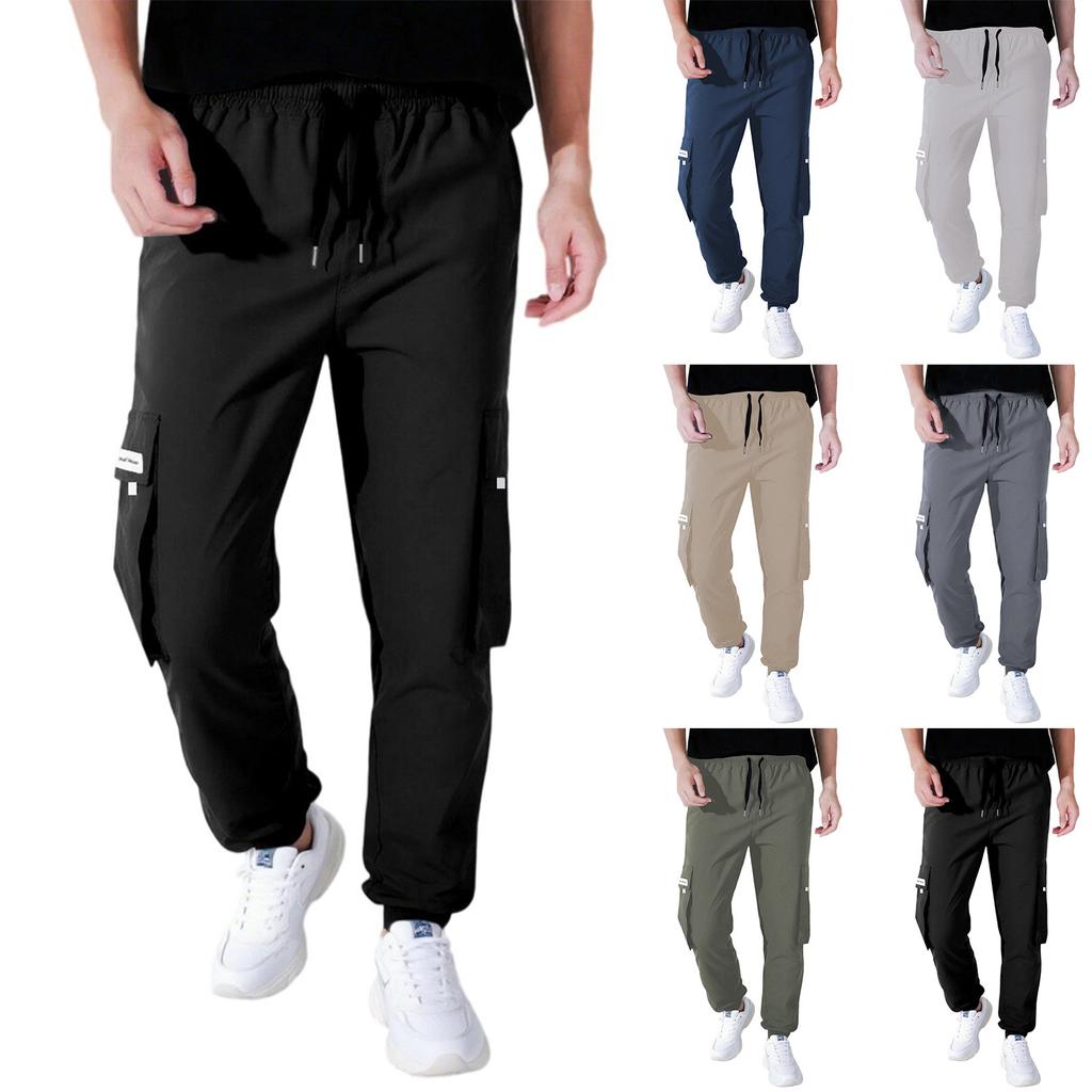 Men's Overalls Drawstring Multi Pocket Casual Pants Hiking Pants