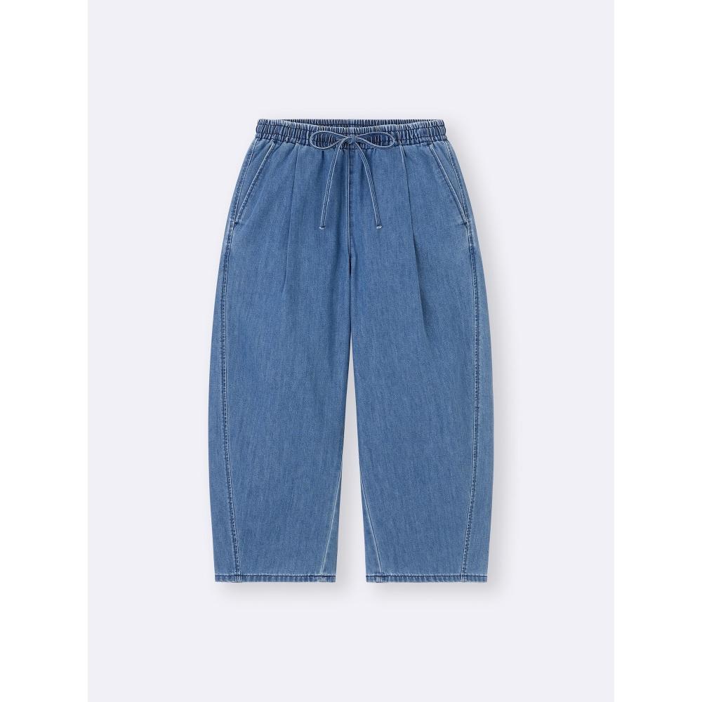 GU by Uniqlo Pantaloni scurți din denim deschis, model butoi, lungime 57,0 cm
