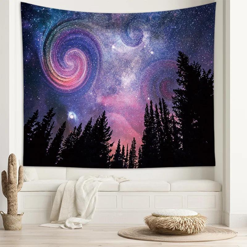 

Звездное небо и луна Красивый узор галактики Подвесная ткань Украшение стены дома Гобелен Спальня Гостиная Гобелен 150x130cm